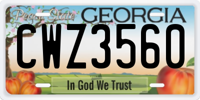 GA license plate CWZ3560
