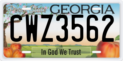 GA license plate CWZ3562