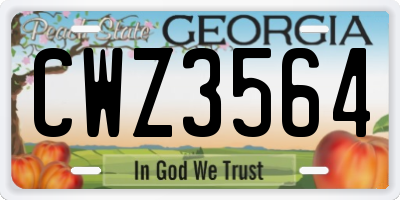 GA license plate CWZ3564