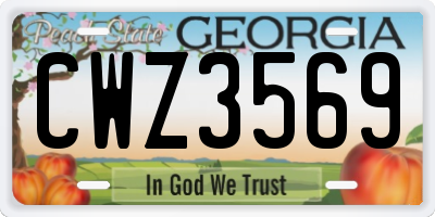 GA license plate CWZ3569