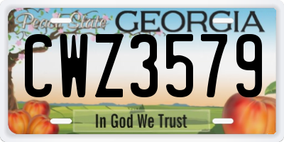 GA license plate CWZ3579