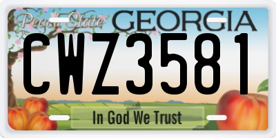 GA license plate CWZ3581
