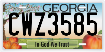 GA license plate CWZ3585