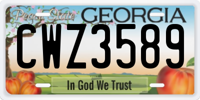 GA license plate CWZ3589