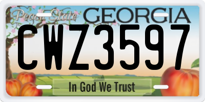 GA license plate CWZ3597
