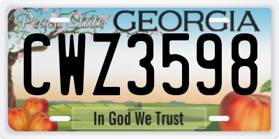 GA license plate CWZ3598