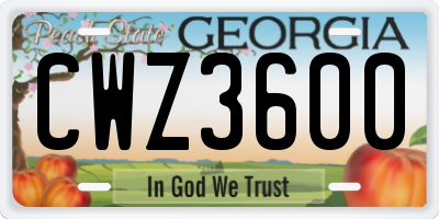 GA license plate CWZ3600