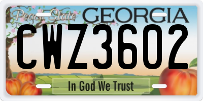 GA license plate CWZ3602