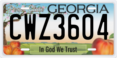GA license plate CWZ3604