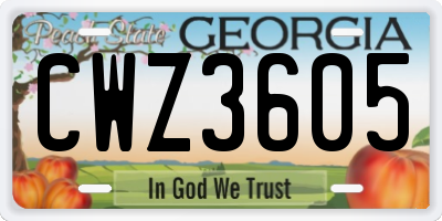 GA license plate CWZ3605
