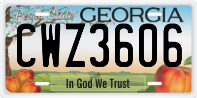 GA license plate CWZ3606