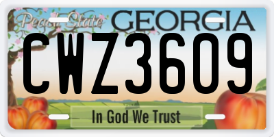 GA license plate CWZ3609