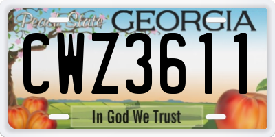 GA license plate CWZ3611