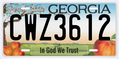 GA license plate CWZ3612