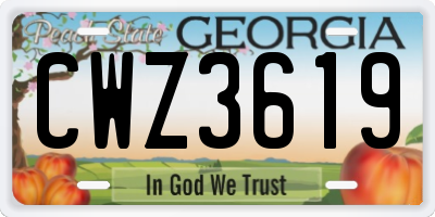 GA license plate CWZ3619