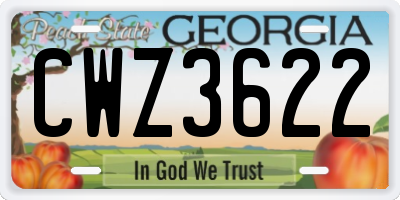 GA license plate CWZ3622
