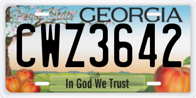 GA license plate CWZ3642