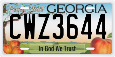 GA license plate CWZ3644