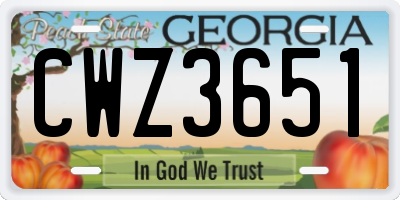 GA license plate CWZ3651