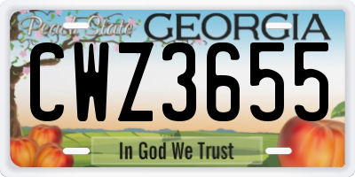 GA license plate CWZ3655
