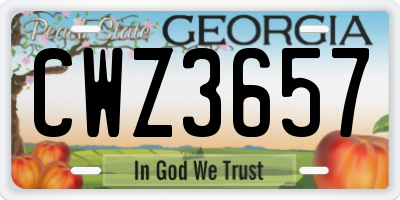GA license plate CWZ3657