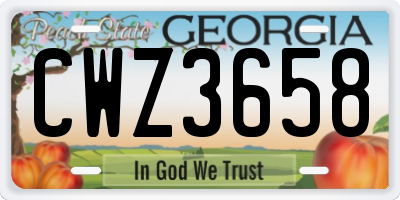 GA license plate CWZ3658