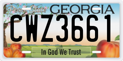 GA license plate CWZ3661