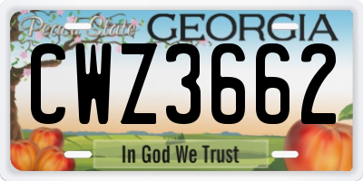 GA license plate CWZ3662