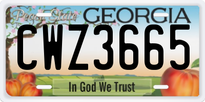 GA license plate CWZ3665