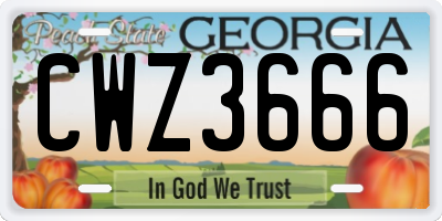 GA license plate CWZ3666