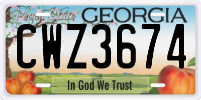 GA license plate CWZ3674