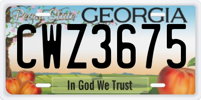 GA license plate CWZ3675