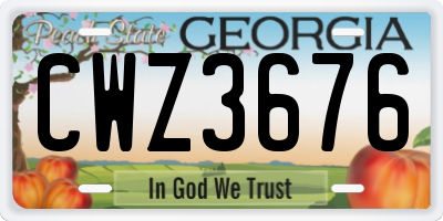 GA license plate CWZ3676