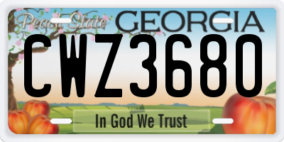 GA license plate CWZ3680