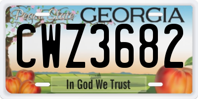 GA license plate CWZ3682