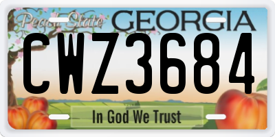 GA license plate CWZ3684
