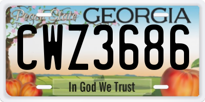 GA license plate CWZ3686