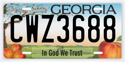 GA license plate CWZ3688