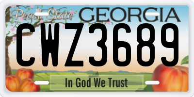 GA license plate CWZ3689