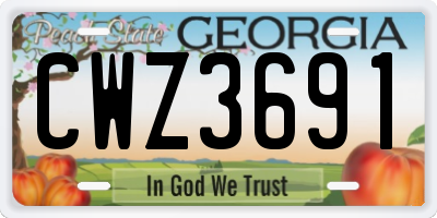 GA license plate CWZ3691