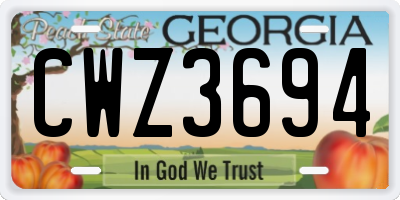 GA license plate CWZ3694