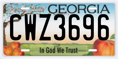 GA license plate CWZ3696