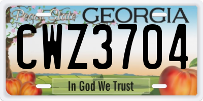 GA license plate CWZ3704