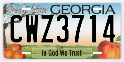 GA license plate CWZ3714