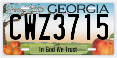 GA license plate CWZ3715