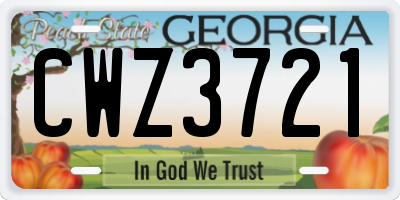 GA license plate CWZ3721