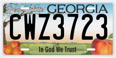 GA license plate CWZ3723