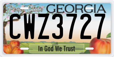 GA license plate CWZ3727