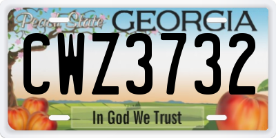 GA license plate CWZ3732