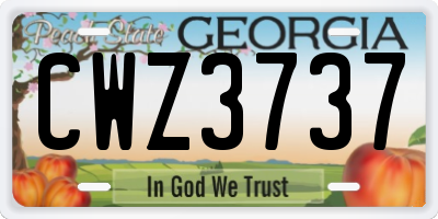 GA license plate CWZ3737